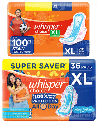 Whisper Choice Xl Pads Super Saver 36 Pads